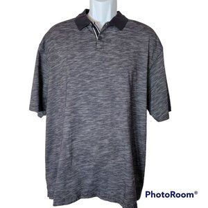 Haggar Men's Black & White Thin Stiped Polo Shirt  Size XLT EUC